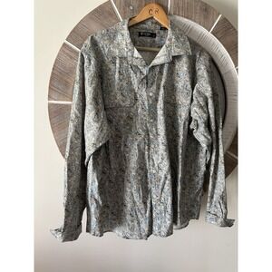 Cremieux dress shirt for men xl Paisley Blue Khaki Button Down
